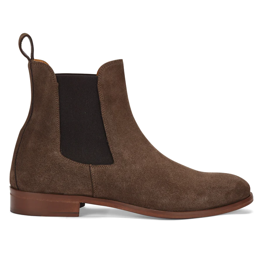 Brown Suede Chelsea Boots for Men's Leather Ankle Boots
