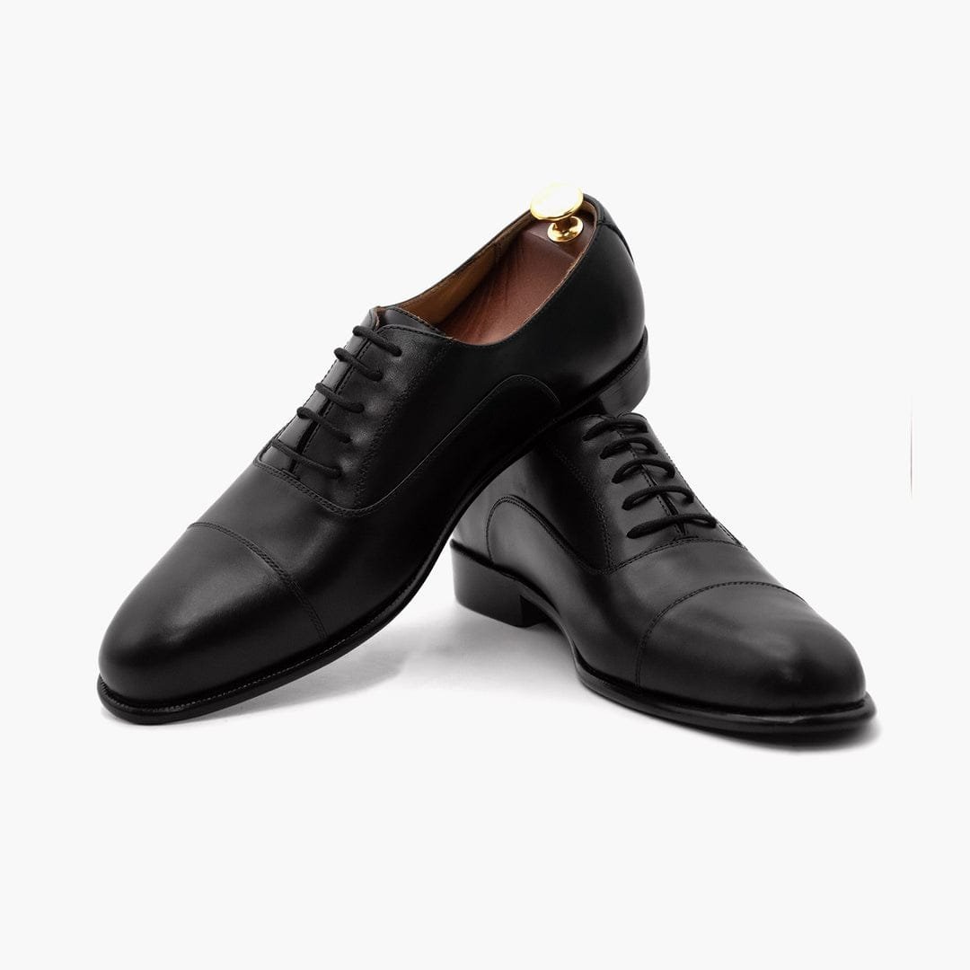 Oxford Black Dress Shoes for Men's Cap Toe Formal Shoes