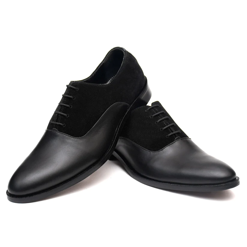 Oxford Black Formal Shoes Suede Leather Black Dress Shoes