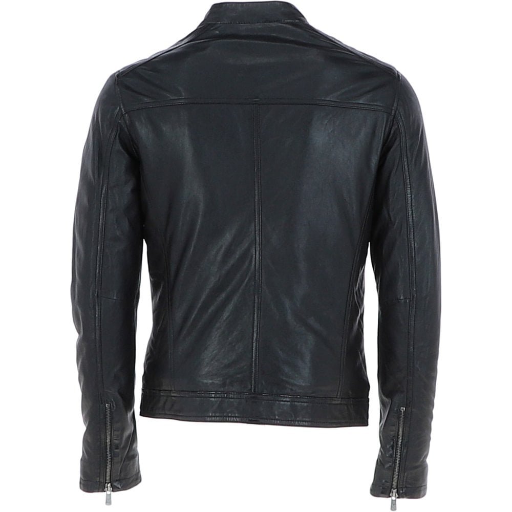 Men's Black Leather Jacket Zipper Black Bikers Jacket