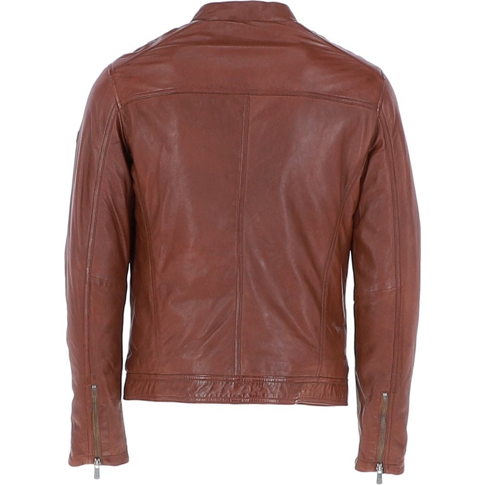 Men’s Brown Leather Jacket Zipper Brown Bikers Jacket