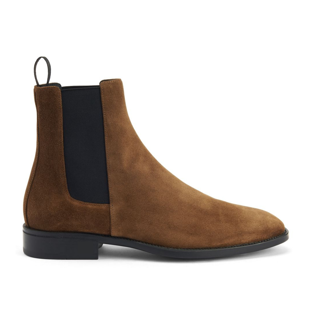 Caramel Suede Chelsea Boots for Men's Leather Ankle Boots
