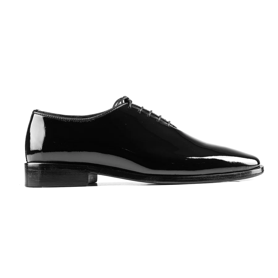 Wholecut Black Patent Shoes for Men's Black Dress Shoes