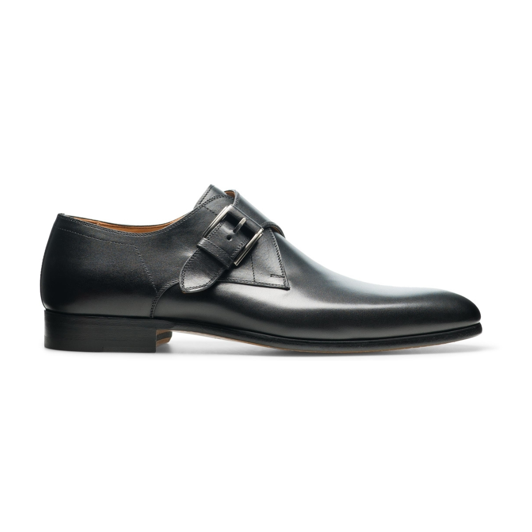 Black Single Monk Shoes for Men's Black Dress Shoes