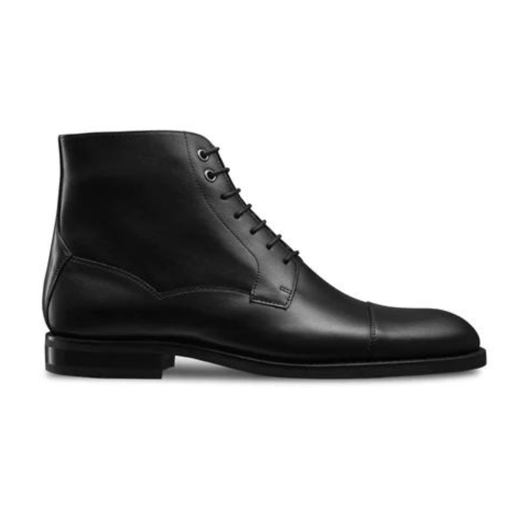 Black Derby Boots for Men's Leather Ankle Boots
