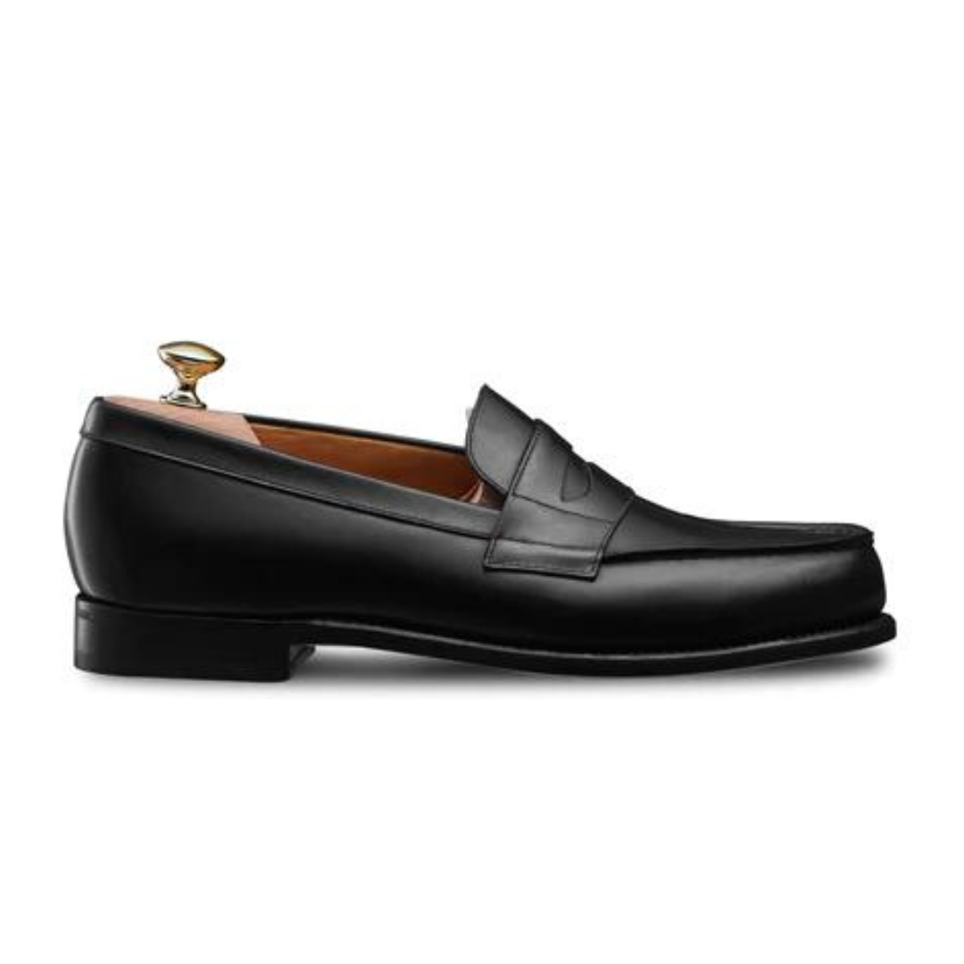 Black Leather Penny Loafers for Men's Black Casual Shoes