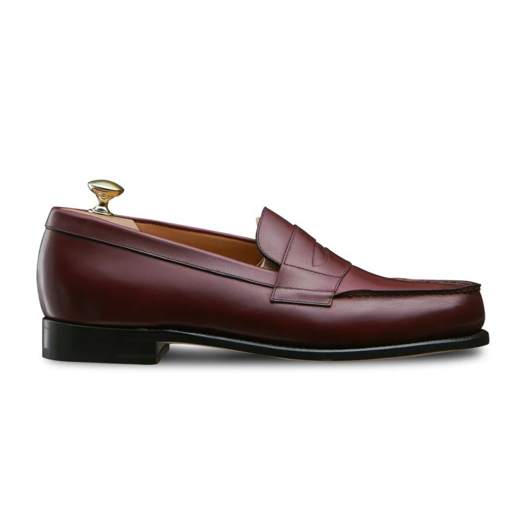 Burgundy Leather Penny Loafers for Men's Burgundy Casual Shoes