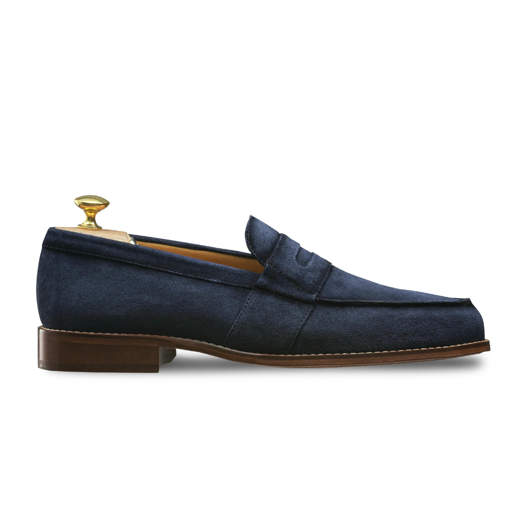 Blue Suede Penny Loafers for Men's Blue Casual Shoes