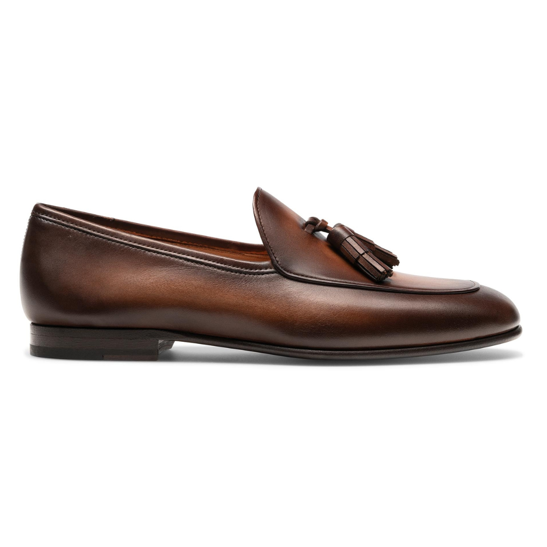 Drop Brown Leather Tassel Loafers for Men's Brown Casual Shoes