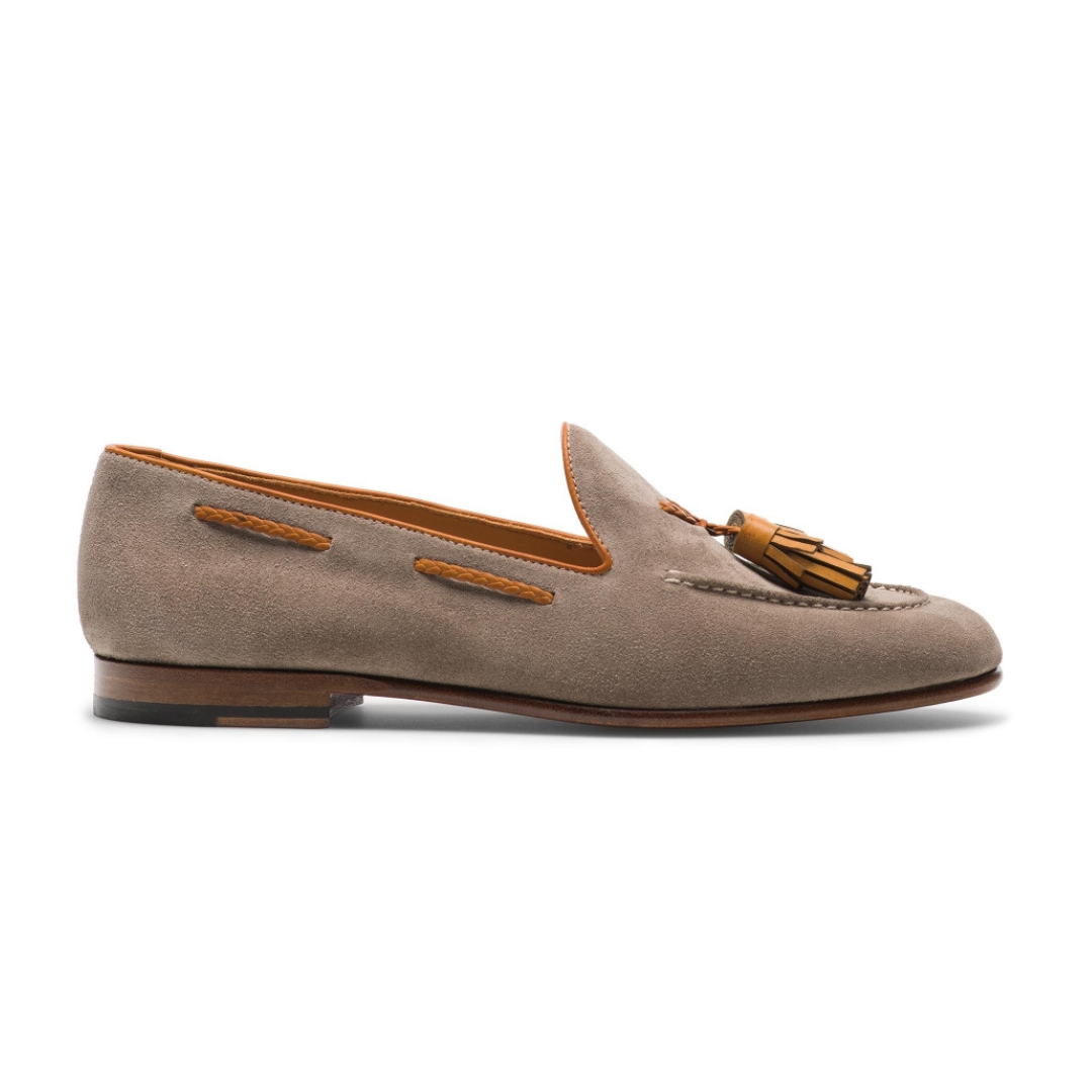 Taupe Suede Tassel Loafers for Women’s Taupe Casual Shoes