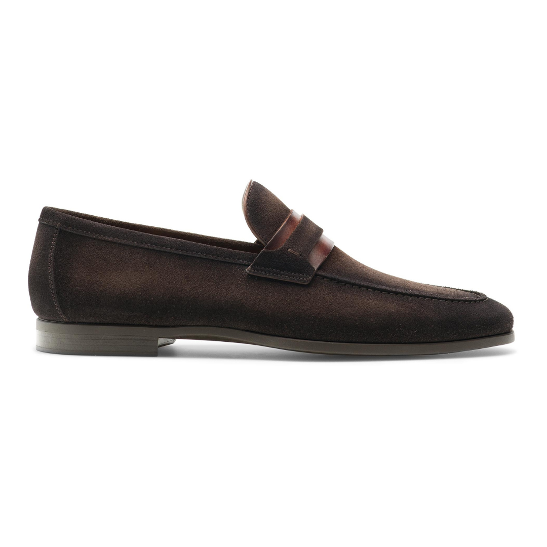 Brown Suede Penny Loafers for Men's Fashion Shoe