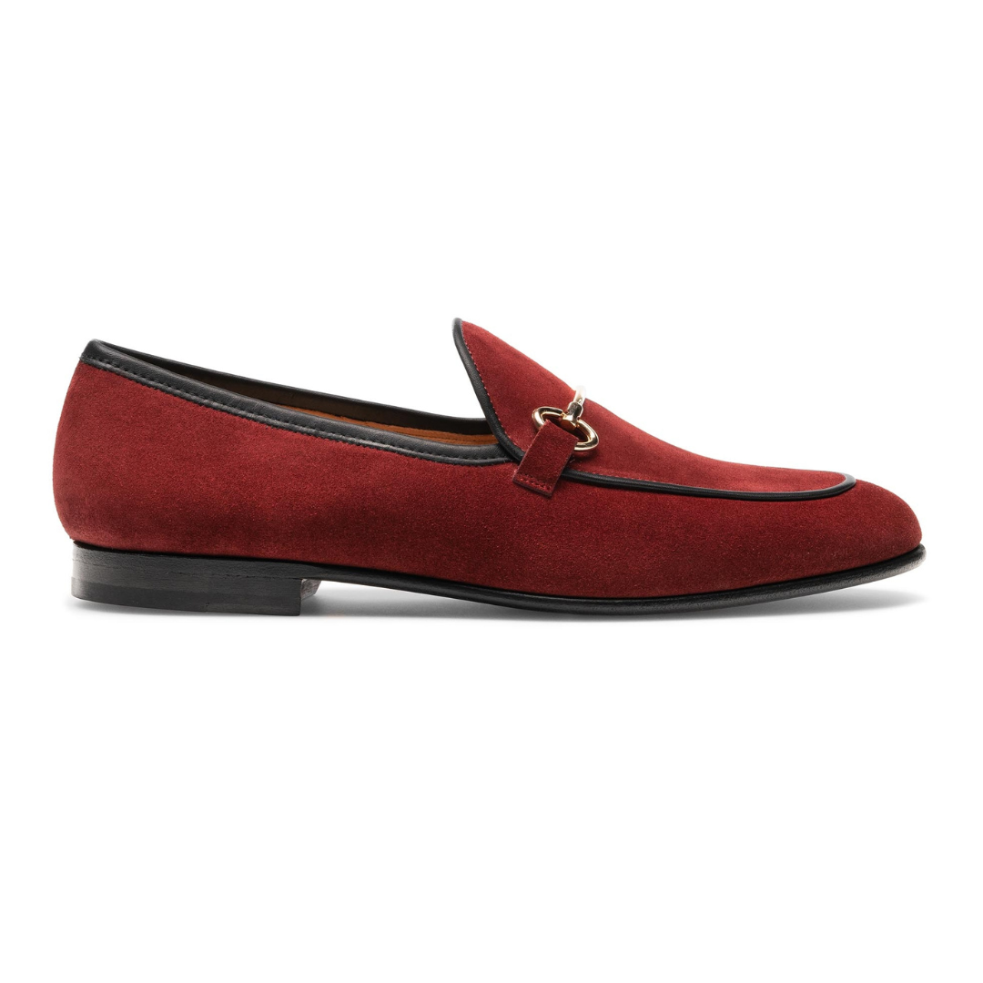 Burgundy Suede Apron Toe Loafers for Women’s Burgundy Casual Shoes