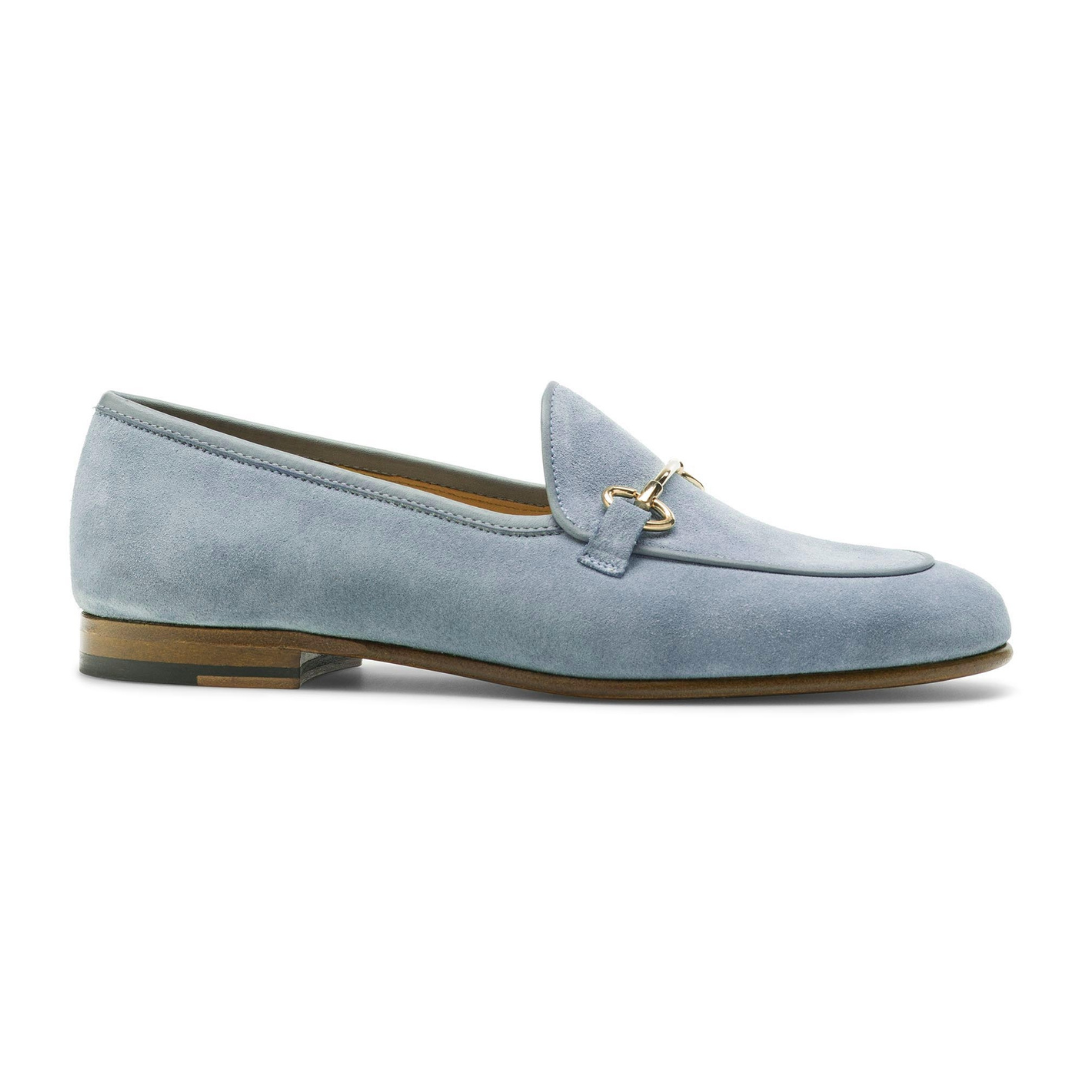 Sky Blue Suede Apron Toe Loafers for Women’s Sky Blue Casual Shoes