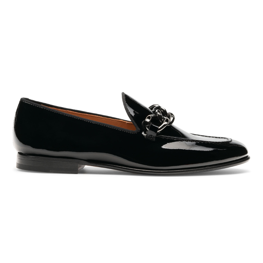 Black Patent Leather Penny Loafers for Women's Slip On Shoes