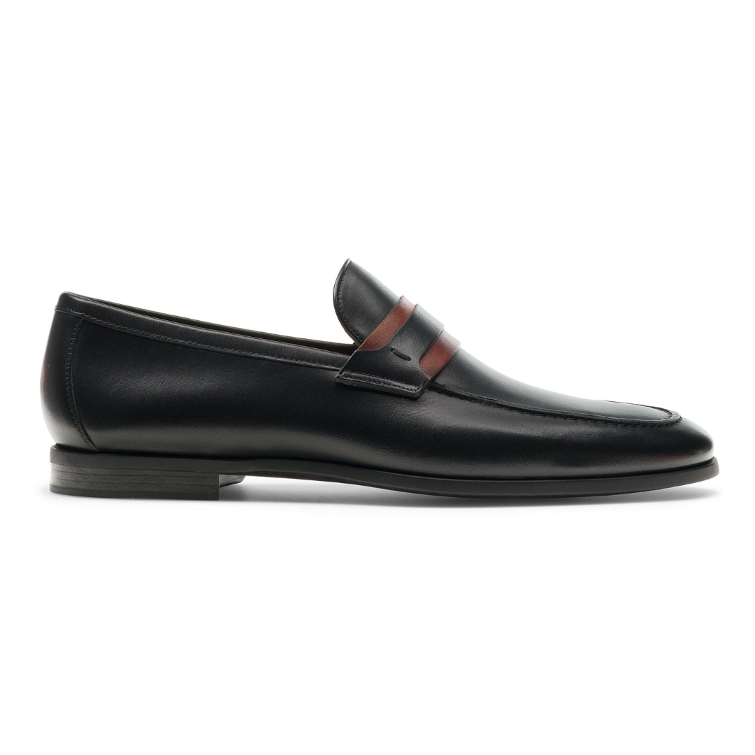 Classic Black Leather Penny Loafers for Men's Black Dress Shoes