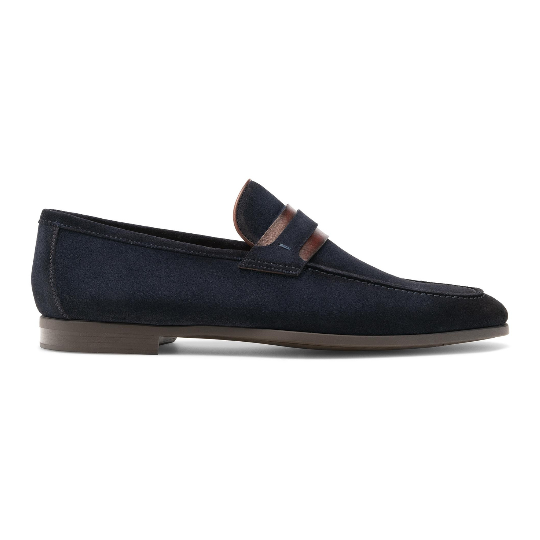 Navy Suede Penny Loafers for Men’s Fashion Shoe