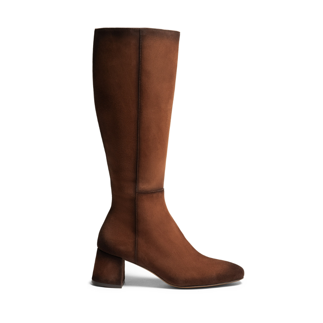 Brown Suede Knee High Boots for Women’s Leather High Ankle Boots