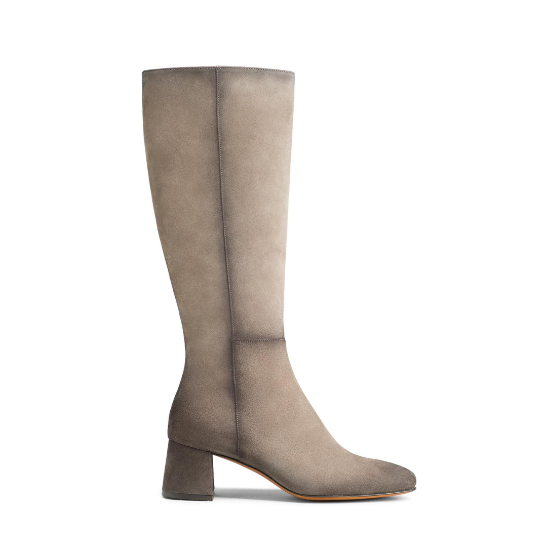 Suede Gray Knee High Boots for Women’s Leather High Ankle Boots