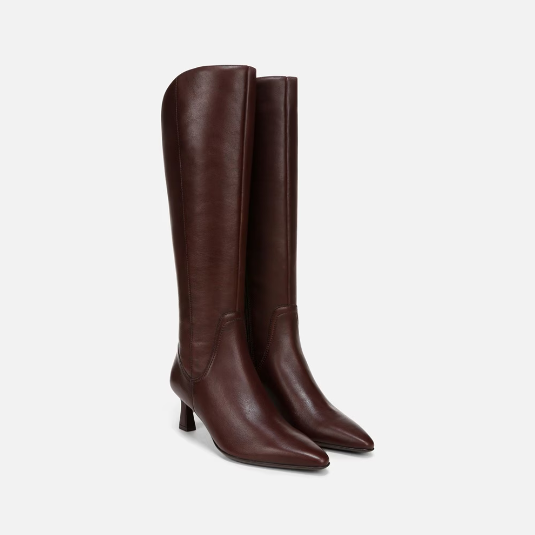 wide calf brown dress boots Amazon.com | Chicblooms Women's Plus Size Extra Wide Calf High Heel Dress  Boots with Ankle Buckle, Brown PU, 6 M US