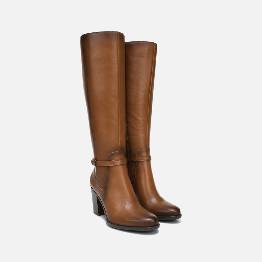 Wide Calf Dress Boots for Women's Brown Knee High Boots - Leather Aesthetics